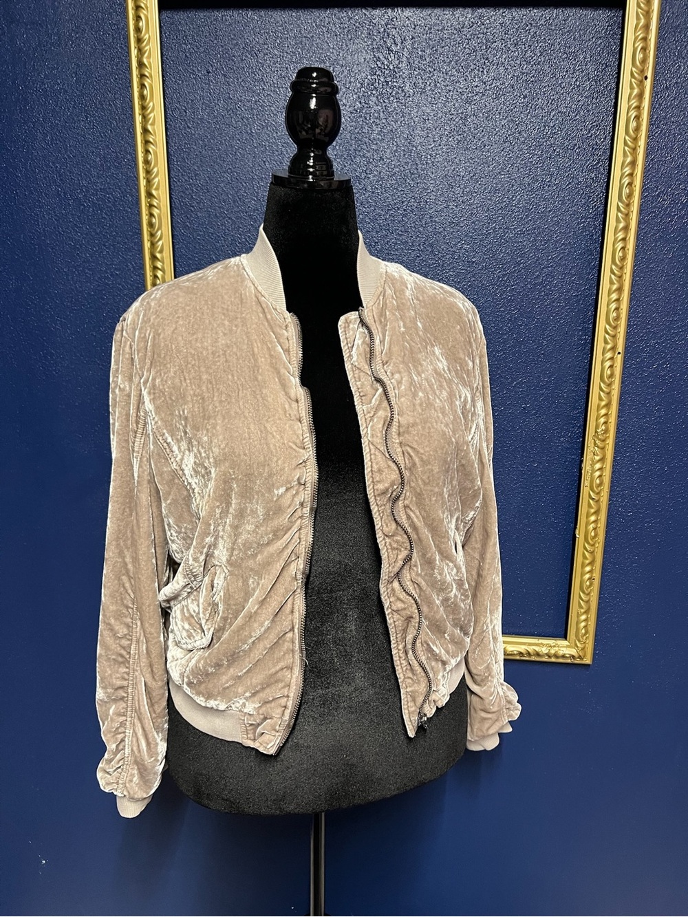 Velvet Bomber Jacket - Taupe
